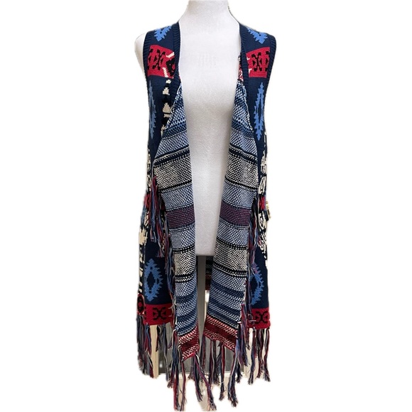 NWT Powder River Outfitters by Pandhandle Slim  Aztec Fringe Vest Size M - Picture 7 of 11